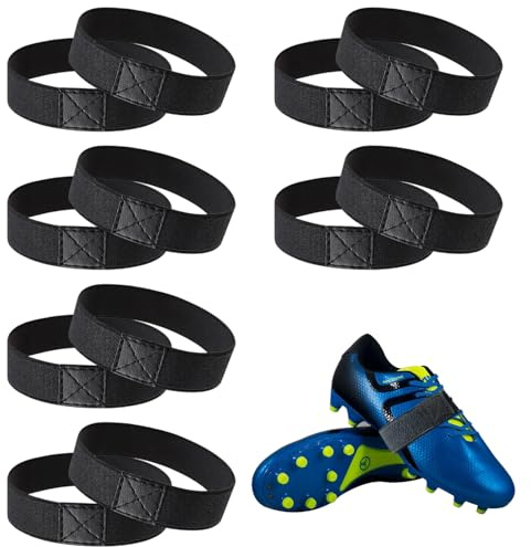 Prmape 12 stycken skosnören, fixeringstejp, fotbollsskor, fixeringstejp för fotbollsskor barn, skosnören hållare fotboll, slitstarka fixering, skosnören för höga klackar, sportskor vuxna barn, svart