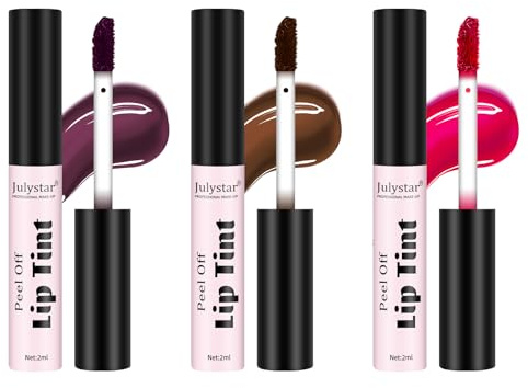 LOPHE Lip Tint Peel Off, 3 Colores Lip Stain Set, Mujeres Tinte Labios Despegable, Impermeable, Lápiz Labial con Acabado Mate, Brillo Labial de Larga Duración, Brillo de Labios Extraíble (Conjunto A)
