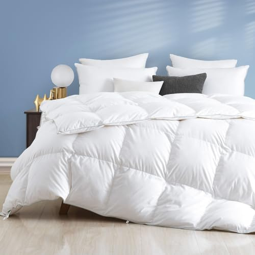 Dafinner Luxe Couette en Duvet pour Toute L'année 90% Duvet d'oie lit 2 Personne 220×240 cm, Certifiée Oeko-Tex&RDS, Chaude Couette 330 GSM Blanc