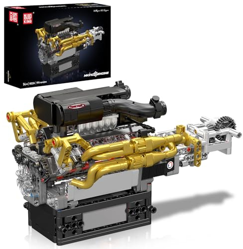 Mould King 10224 MOC Technik V12-Motor-Baustein-Modell-Set,simuliert die Arbeitsprinzipien eines echten V12-Motors,STEM-Bildungsspielzeug Elektrische Mechanikstruktur Klemmbausteine Bausatz 974+Teile