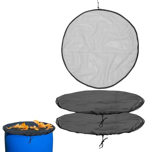 3 Pcs Mesh Cover for Rain Barrels, 95cm Adjustable Rain Barrel Net Cover with Drawstring, Polyester Water Butt Net Lid for Outdoor Garden and Eaves Use