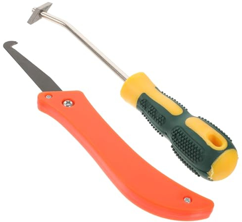 HOMSFOU Juego de 2 Herramientas para Limpiar y Quitar Lechada Cuchillas de Acero Tungsteno y Mango Abs para Trabajos Detallados en Azulejos y Baños Color Aleatorio