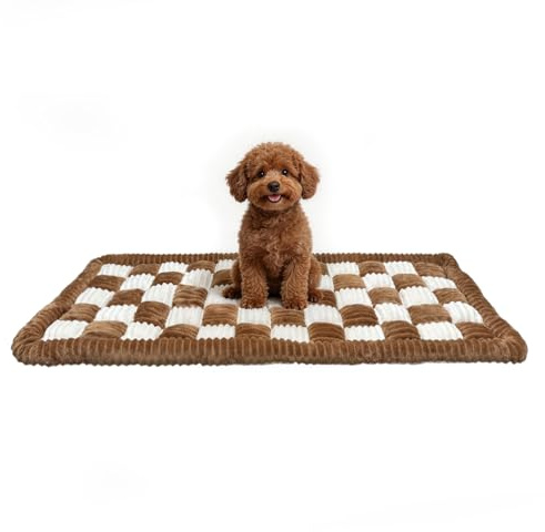 Hundebett Auto Rückbank,Hund Auto Rückbank,Weiche Hundematte für Autositz Große Hunde,Hundebett für Ältere Hunde & Welpen mit Anti-Rutsch Unterseite (Braun und Weiß, L)