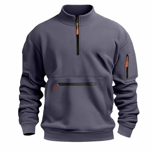 Giacca da lavoro da uomo in cotone - Blu da lavoro da uomo Elastica Felpa senza cappuccio Cotone Casual Tuta da lavoro Serraggio e Traspirante Giacca Sportiva Mezza Chiusura