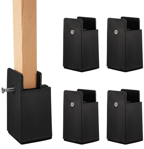 Moendergo 4 Piece Bed Risers, 4 Inch Adjustable Desk Riser Blocks, Heavy Duty Chair Risers with Screw Clamps, Sofa Table Leg Extenders and Furniture Risers,Desk Extender Supports 15,000 Lbs, Black.