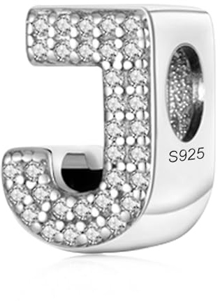 LMLMECREA Buchstabe Charms Anhänger Kompatibel mit Europäische Armbänder | 925 Sterling Silber,Initial Charm,Alphabet Anhänger Perlen,Pendant Letter,Zirkonia,Geschenk für Frauen