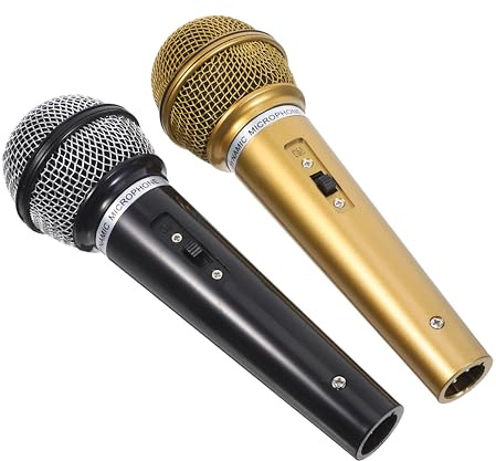 SUPVOX Lot de 2 Faux Microphones - Microphone Noir en Plastique, Accessoire de Jeu d'imitation pour Enfants - Modèle réaliste pour Cosplay et Spectacles