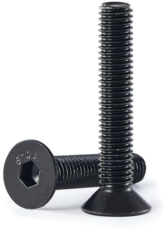 GuoYomm 10 Stück M6 x 70 mm Senkkopfschrauben mit Innensechskant Schrauben 10,9 Grad Kohlenstoffstahl Innensechskantschraube Vollgewinde schwarz