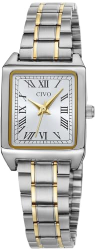 CIVO Pequeño Reloj Mujer Vintage: Caja Cuadrado con Números Romanos - Relojes de Pulsera Acero Inoxidable Analogico de Cuarzo para Mujeres Regalo Clásicos