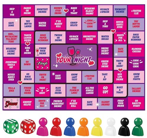 AVZYARDY Erwachsenenspiel for Trinkpartys – Lustiges Trinkspiel-Set mit Spielmatte, Würfeln und Spielfiguren, Party- und Junggesellenabschied-Spiele for Freunde, for 2–8 Spieler ab 18+