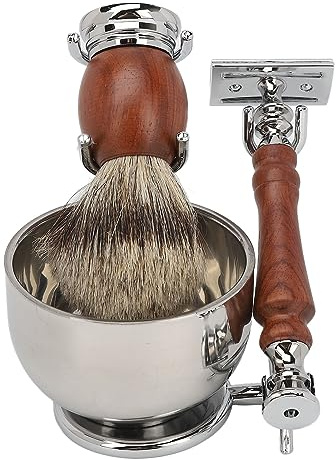 TIKATARER Kit de Tondeuse à Barbe Manuelle en Alliage, Kit de Bol de Support de Brosse à Barbe pour Hommes, Ensemble de Toilettage Durable Comprenant un Support de Bol de Brosse de Tondeuse pour
