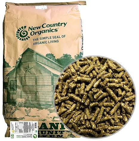 New Country Organics Rabbit Food Pellets - Essential Bunny Supplies - Corn-Free and Soy-Free - 15% Protein Rabbit Feed - Certified Organic and Non-GMO - 25 lbs