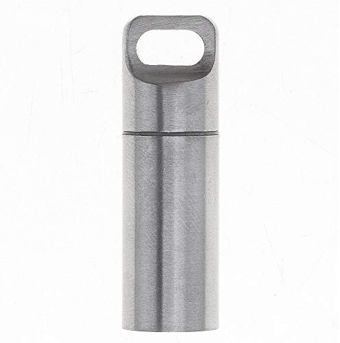 SuperglockT Edelstahl Mini Pillendose Wasserdicht Pillenbox mini Kapsel Notwerkzeug Aufbewahrungsbox mit Schlüsselring als Schlüsselanhänger für Wandern Camping Klettern (Kleine(3.9 * 1.15cm))