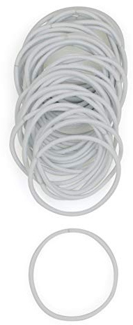 Heliums Dünne Haargummis, Weiß, 2 mm, für dünnes Haar, 4,5 cm, mittlerer Halt, keine Beschädigung, Pferdeschwanzhalter, 40 Stück