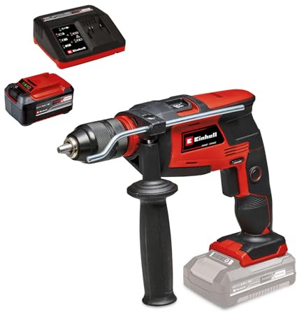 Einhell Akku-Schlagbohrmaschine TE-ID 18 Li Power X-Change (Li-Ion, 18 V, 1,5-13 mm Schnellspannbohrfutter, 13 mm Bohrleistung in Beton, Drehzahlelektronik, inkl. 5.2 Ah Akku und Ladegerät)