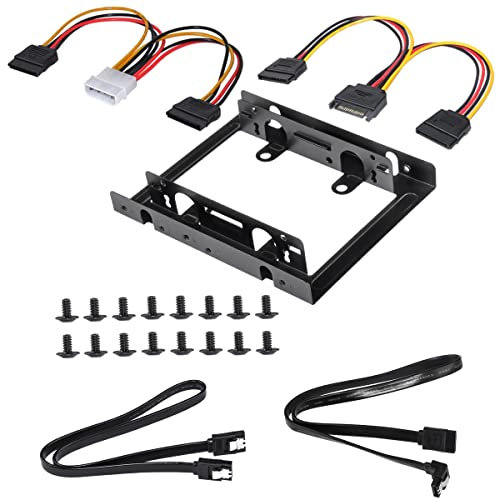 DEEPFOX Mounting Frame - Mounting 2.5 Hard Drives SSD's Into a 3.5 Housing Slot Bracket Screws SATA Cable and Power Adapter Included SSD/HDD Mounting Bracket Kit (2ND)