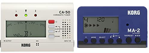 Korg CA-50 Chromatic Hand-Held Pocket Tuner & KORG MA2-BLBK LCD Pocket Digital Metronome - Black & Blue