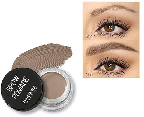 PHOERA Augenbrauen-Pomade, wasserdicht, 24 Stunden, langlebig, schweißresistent, 6 Farben, cremefarbenes Gel (02 Taupe)