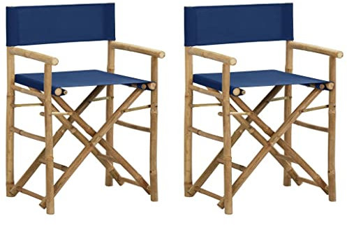 vidaXL Klappbare Regiestühle 2 STK. Blau Bambus und Stoff