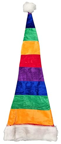 Ciffre Große XXL Lange Weihnachtsmütze Nikolausmütze Rainbow Bunt Blau Schwarz Rot Weiß Santa Mütze Nikolaus Viele Farben