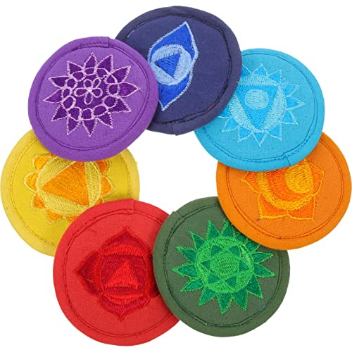Buddha Klangschalenkissen mit Besticktem Schutzpolster | Polyester, Leicht und Stabil, Tragbar für Klangschale, Dekoratives Pad, 7 Stück Zufälliger Stil