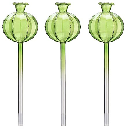 MISNODE 1/3 Packung Glas-Pflanzenbewässerungskugeln, Feenkugelform, Automatische Bewässerungskugeln, Faule Bewässerung, Tropfbewässerungsausrüstung, Bewässerungskugel-Set für(Grün 3 Stück)