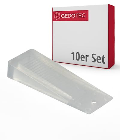 Gedotec Türstopper Keil - Transparent | 10 Stück Robuster und langlebiger Keil aus Kunststoff | Tür Feststeller | Türstopper klein für alle Türen | Fensterstopper Gummikeil Stopper