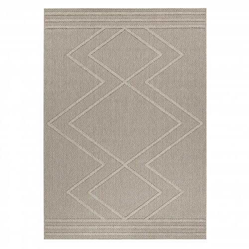 Vielseitiger In & Outdoor Teppich: Wetterfest, Waschbar, Flachgewebe in Sisaloptik mit Marokkanischem Design - Ideal für Küche, Camping, Terrasse, Balkon und Garten, Größe:80 x 250 cm, Farbe:Grau