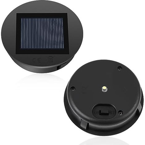 Solarleuchten Ersatz, Diealles Shine 2 Stück LED Warmweiß Licht Solardeckel für Gläser, Wasserdicht Solar Ersatzdeckel 8CM, Solarlampen Ersatzteile für Außen Garten Decor