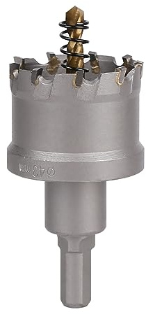 Vearter 43mm Lochsäge mit Titanbeschichteter Zentrierbohrer für Metall | Industrie-Hartmetall Lochbohrer, Geometrischer Zahnstruktur, Deep Drilling Hartmetallbohrer für Edelstahl, Baustahl