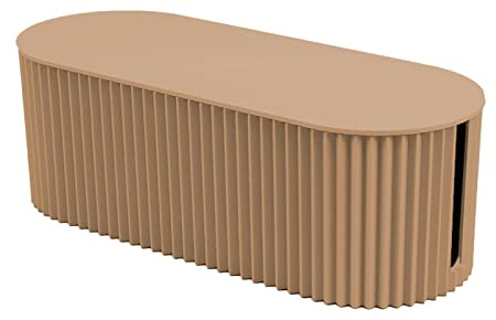 Nordic Style Plug Board Storage Box, Cable Management Box,Desk Cord Organizer, Power Strip Cover for Power Strips, Surge Protectors, Chargers, Adapters, TV Computer Wires Cable Hider(Khaki Small Size)