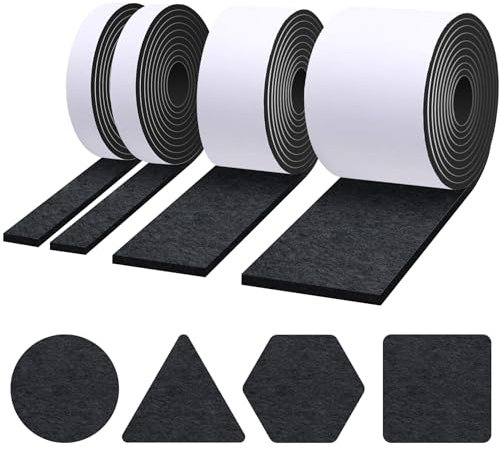 Ouprisks 4 Rollen Filzgleiter Selbstklebend, 4 mm Dicke, Schneiden Sie Jede Form, Möbelgleiter für Stühle, Bodenschutz