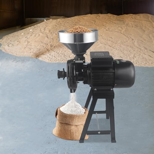 2200W 220V Getreidemühle, Elektrische Getreidemühle, Getreidemühle Elektrisch, Getreidemühle Mühle Nussmühle mit Trichter, Kommerzielle elektrische Mühle (schwarz, 2200, Watt)