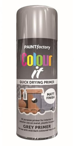 Inspired Essentials All Purpose Aerosol Spray Paint 400ml Quick Drying Spray, Fast Dry and Excellent Coverage for Metal, Wood, Plastic and More (1, Grey Primer)