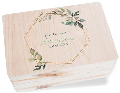 Holzkiste - Für immer | Hochzeit Box für Geldgeschenke | Box für Karten Hochzeit | Erinnerungsbox für Kuverts Hochzeit - 30x20x14 cm - Holz - wedding gifts for the couple, hochzeitskartenbox