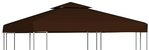 Pavillon-Dachplane mit Kaminabzug, CIADAZ Ersatzdach Pavillon, Dach Für Pavillon, Pavillondach, 310 g/m² 3x3 m Braun