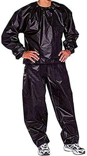 Chándal para Adelgazar - Traje de Sauna - Traje Deportivo - Chaqueta Deportiva - Gimnasio - Rip Stop - PVC - Chándal Deportivo para Hombre y Mujer (Negro XXL)