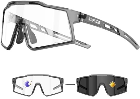KAPVOE Selbsttönende Kinder Fahrradbrille Jungen Mädchen 6-14 K9031 | Photochromatisch CAT.0-CAT.2, UV400, leichter TR90, Nasenpads verstellbar