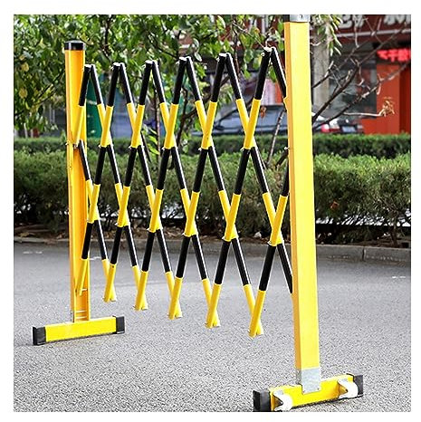 QUSYZD Verkehrsabsperrung, Industrieller Ausziehbarer Metallzaun Mit Rollen, Mobiles Absperrtor, Einziehbares, Flexibles Ausziehbares Einfahrtstor,Schwarz-47x157in,Black-47x157in