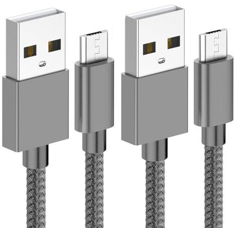World biz Micro USB Cable, 2Packs 1M Android Charging Cable 3.1A, Micro Charging Cable Braided Compatible with PS4 Controller, Samsung Galaxy J7, S7, S6,Kindle Fire,Tablet (Grey)