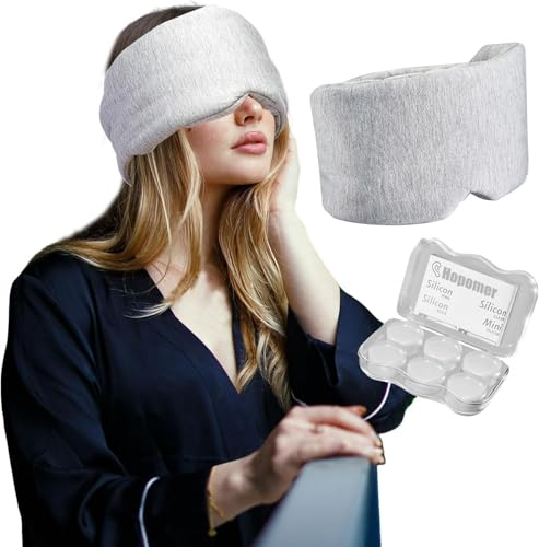 Azttior Masque de Nuit, Cache Yeux pour Dormir + 3 Paires de Bouchons d’Oreilles, Bandeau Anti Bruit, Masque Sommeil Adulte Doux et Ajustable, Voyage & Sieste,Idéal comme Bandeau Yeux Sommeil