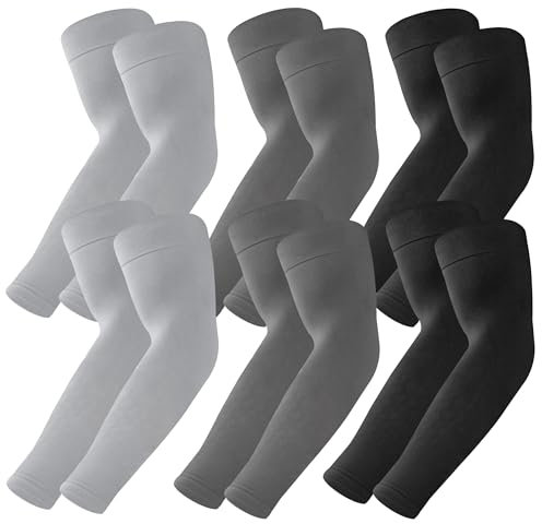 MUETKNYE 6 Pairs UV Sun Protection Arm Sleeves, UPF 50 Sports Cooling Arm Compression Sleeves for Men Women Teenager