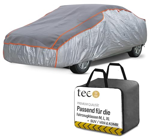 Tec for me Hagelschutz Abdeckplane Auto – Premium Hybrid Abdeckung, Auto Hagelschutzplane mit 4 mm Schaumstoff, wasserabweisend, atmungsaktiv, schützt vor Hagelschäden und Beulen, M
