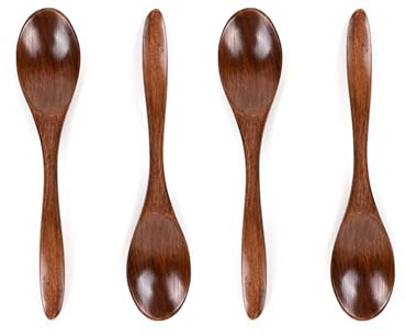 Yuannee Cuillères en Bois Naturel pour Miel,4 PCS Thé et Café Set de Cuillères à Dessert Cuillère à Miel en Bois de Noyer Cuillères de Service Polyvalentes pour Cuisine Condiments et Boissons Chaudes