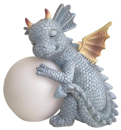 Lumières de statue de dragon, lumières de dragon d'extérieur | Sculpture de dragon endormi, décoration de la maison,Sculpture de Dragon mignonne en résine, lumières extérieures pour décoration de jard