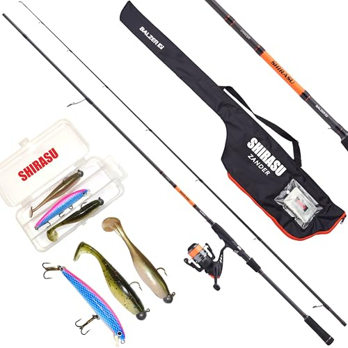 Balzer Shirasu Combo Zander, 2,55m Rute Rolle Schnur Angelset