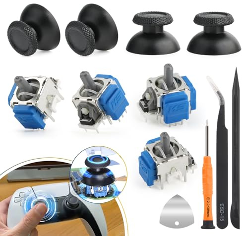 RongZy Paquete de 4 joysticks de repuesto para PS5 TMR para Play Station 5 PS5, accesorios de controlador de palo electromagnético con kit de reparación de joystick