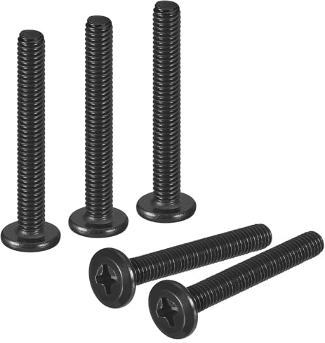 sourcing map 25 tornillos de cabeza redonda plana M4-0,7 x 30 mm, tornillo de máquina Phillips de acero inoxidable 304, rosca completa, óxido negro