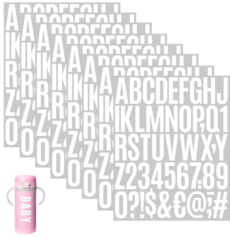 GETRICH 12 Fogli 600 Pezzi Lettere Adesive, Bianche Adesivi Lettere e Numeri Adesivi, Fai da te Adesivi Lettere Alfabeto in Vinile per Scrapbooking, Cassette Postali Biglietti di Auguri, Artigianato