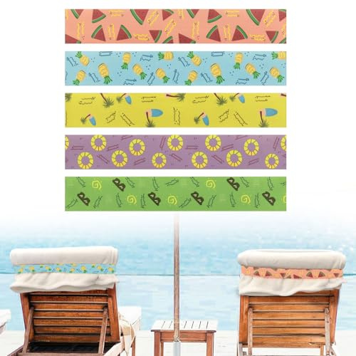 Lot de 5 élastiques pour chaises longues, chaises de piscine et de croisière, clips de chaise, accessoires de plage élastiques coupe-vent pour l'été